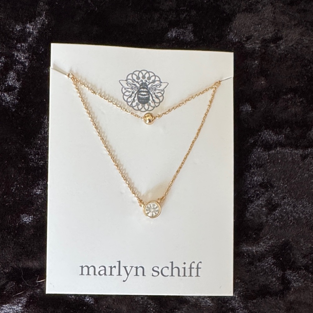 Marlyn Schiff Gold Double-Layer Crystal and Bead Necklace